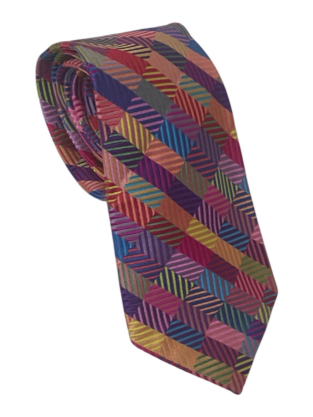 Duchamp Multicolor Geometric Silk Tie England